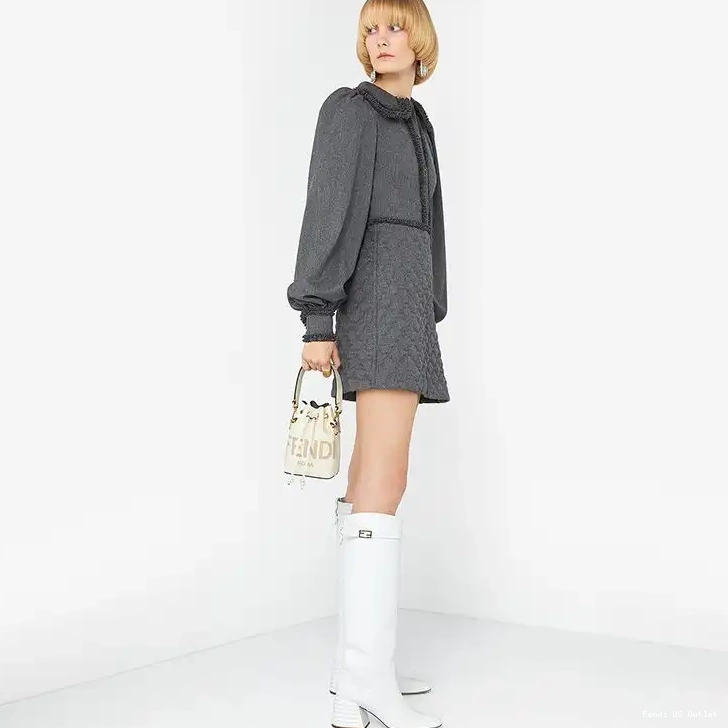 Affordable HOT White Tresor In Mini Fendi Logo Bag ROMA Bucket Mon Leather Calf 0520